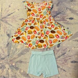 Birdie Bean BB Peplum Top with Biker Shorts Junk Food 2T Summer Set Bamboo